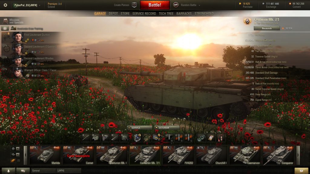 World of Tanks interface